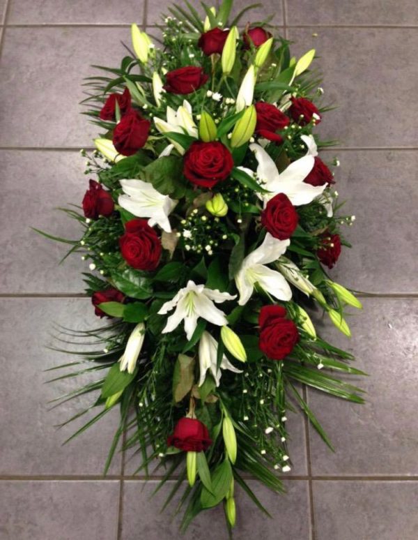 Lily, Rose and Gyp Coffin spray