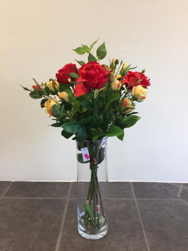 Mixed artificial flower vase arrangement