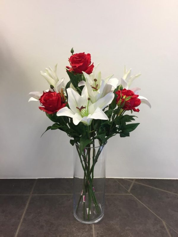 Lily and Roses vase arrangement