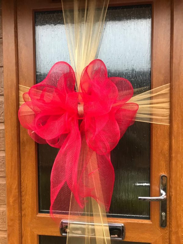 Red and Gold Door Bow