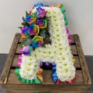 14" Rainbow Rose Letter